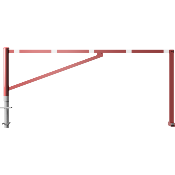 Swing barrier | for casting in concrete, hot-dip galvanized and red coated with white reflecting rings | clear width: 3000 mm | for padlock